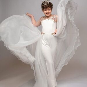 Rachel Allan White Formal Kids Dress